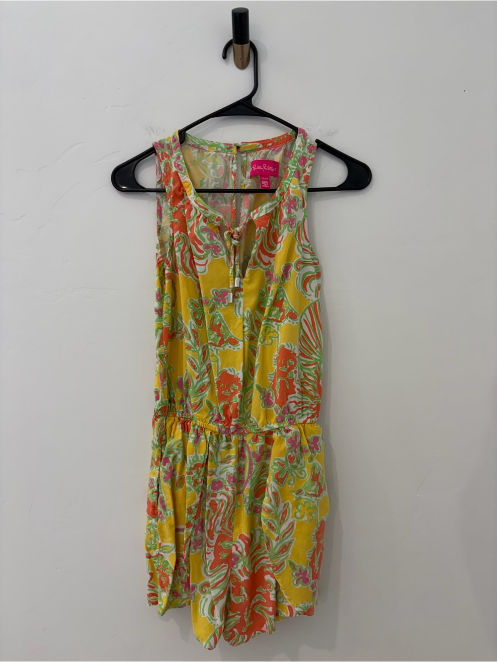 Lilly Pulitzer Pink, Yellow & Green Floral Tie-Front Romper